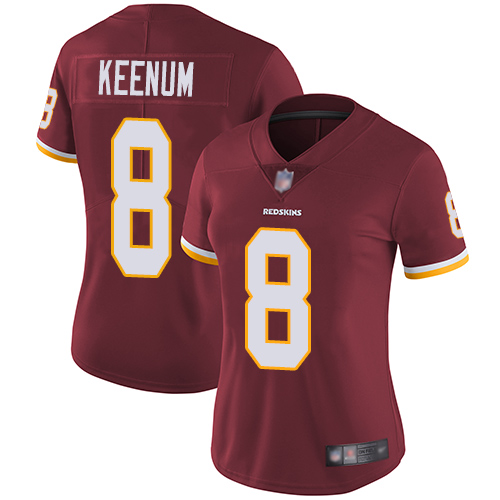 Washington Redskins Limited Burgundy Red Women Case Keenum Home Jersey NFL Football #8 Vapor